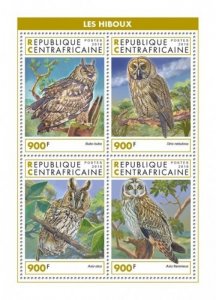 Central Africa - 2019 Owls on Stamps - 4 Stamp Sheet - CA18905a