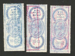 BELGIUM - 3 USED OLD REVENU STAMPS (8)