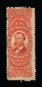 GENUINE SCOTT #RS116c PRIVATE DIE MEDICINE JOHN F HENRY ON PINK PAPER #14570