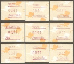 AUSTRALIA 1989 Issue MNH FVF Set of 9 Computer Vend