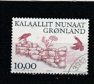 Greenland  Scott#  383  Used  (2001 Birds on Ruins)