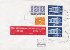Netherlands 25c 1969 Europa on Express Cover to Germany VF Colorful Usage
