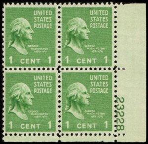 US #804 WASHINGTON MNH LR PLATE BLOCK #23228