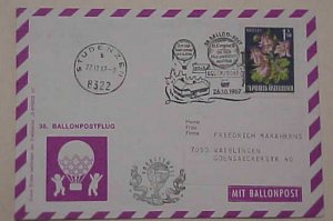 AUSTRIA  BALLOON   COVER 1967  CACHETED