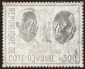 ✔️ IVORY COAST 1970 - DE GAULLE - SILVER - SC. 299A ** MNH $15 [MT.IV01]