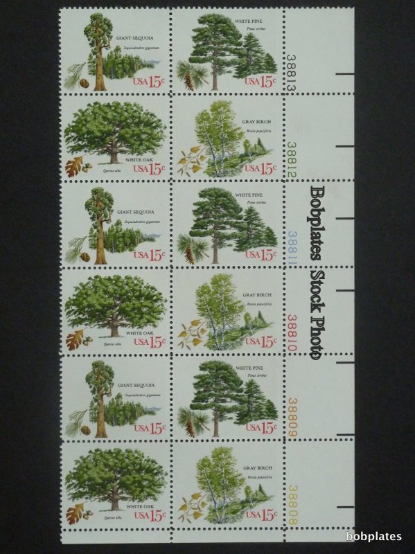 BOBPLATES #1764-7 American Trees Plate Block F-VF NH <==> See Details for #'s