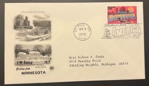 GREETINGS FROM  MINNESOTA APR 4 2002 ST PAUL MN FIRST DAY COVER (FDC) BX2