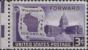 # 957 MINT NEVER HINGED WISCONSIN STATEHOOD 100TH ANNIV.