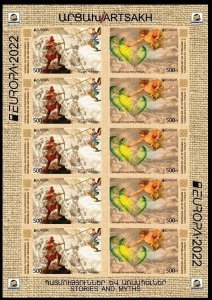 ARMENIA KARABAKH ARTSAKH 2022-02 EUROPA: Myths. Combined SHEET. IMPERFORATE, MNH