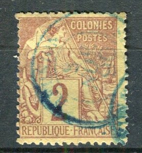 FRENCH COLONIES; 1880s General issue used 2c. value + Postmark,