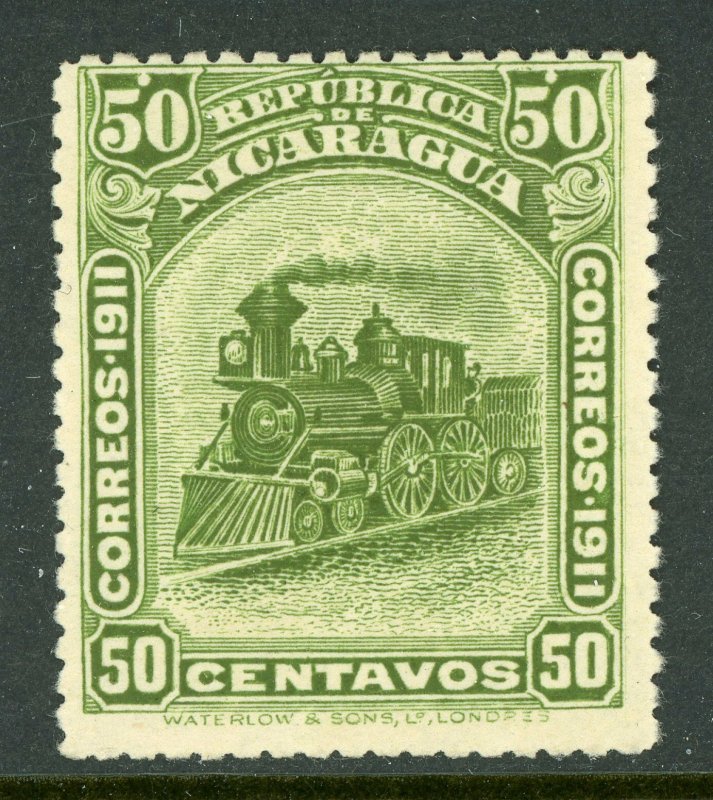 Nicaragua 1912 Bluefields Waterlow Train 50¢ Green Scott 1L120 Mint W460