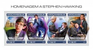 Mozambique - 2018 Stephen Hawking - 4 Stamp Sheet - MOZ18428a