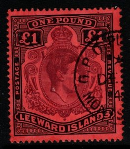 LEEWARD ISLANDS SG114a 1942 £1 PURPLE & BLACK/CARMINE FINE USED