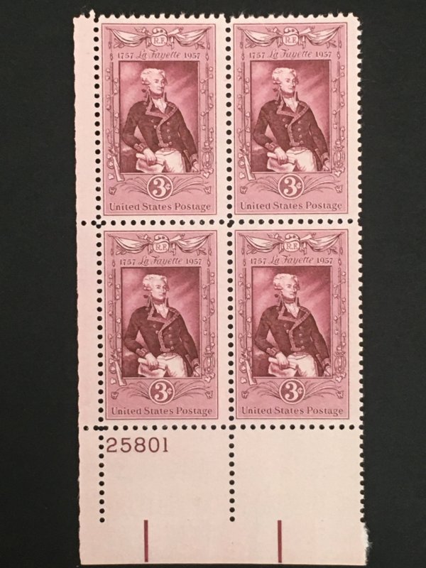 Scott # 1097 Marquis de Lafayette, MNH Plate Block of 4