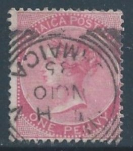 Jamaica #18a Used 1p Queen Victoria - Wmk. 2 - Rose