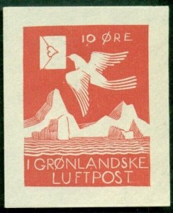 GREENLAND 1931, ROCKWELL KENT semi-official airmail reprint, 200 made, w/cert