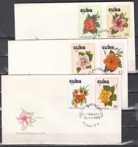 Cuba, Scott cat. 2220-23, C311-12. Flowers issue. 3 First day covers.