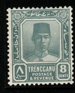 MALAYA TRENGGANU SG34 1938 8c GREY MTD MINT