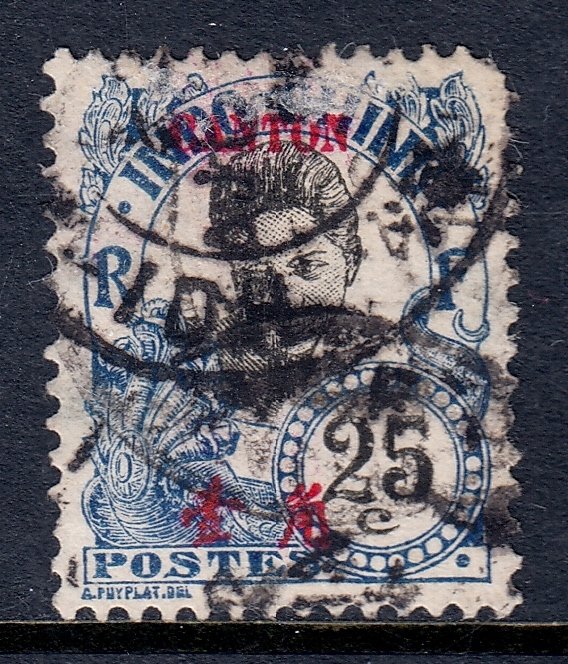 France (Offices in Canton) - Scott #55 - Used - Rnd. cnr. UR - SCV $4.25