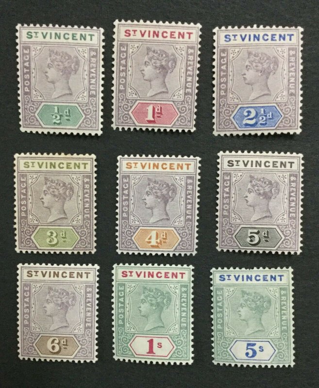 MOMEN: ST VINCENT SG #67-75 1899 MINT OG H LOT #198624-6135