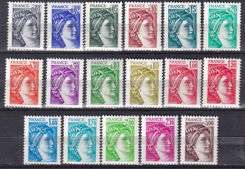 France #1560-70, 1572-7 MNH  CV $9.05 (Z2564)