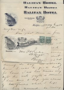 1910 Halifax Hotel Advertising Cover With Letterhead Enclosures