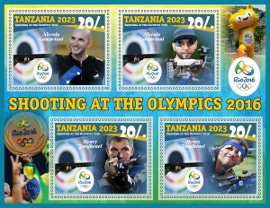 Stamps. Olympic Games 2016 Shooting 2023 year 1+1 sheets perf  Tanzania