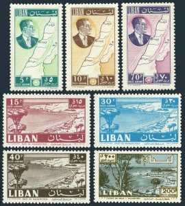 Lebanon C296-C302,hinged-. Mi 704-707,715-717. President Chehab,Map,Casino.1961. 