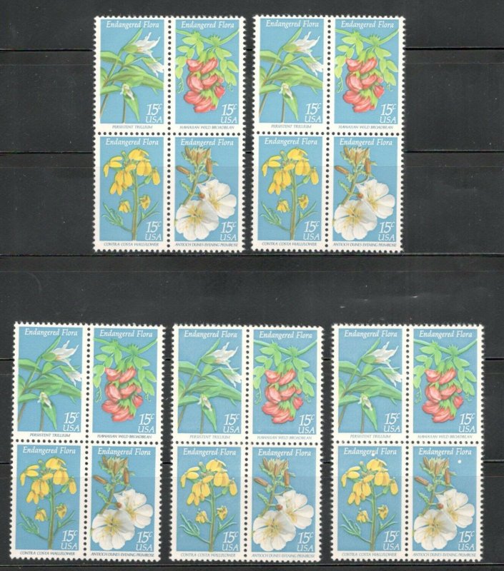 1783-86 Endangered Flora Wholesale Lot Of 5 Blocks (20 Stamps) MNH FREE SHIPPING
