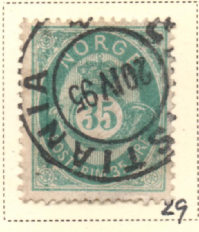 Norway Sc 29 1878 35 ore blue green Post Horn stamp used