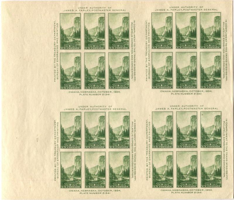 SHEET OF 24 USA SC# 751 TRANS-MISSISSIPPI PHILATELIC EXPO ISSUE Gutter MINT NH