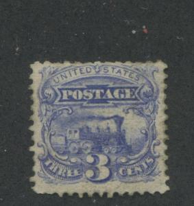 1869 US Stamp #114 3c Mint F/VF Partial Gum Hinged Catalogue Value $90