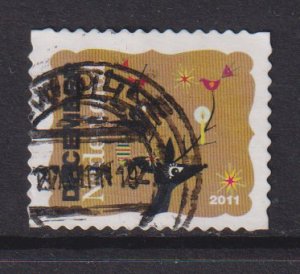 Netherlands  #1400f  used 2011 December stamps  reindeer with candles and birds