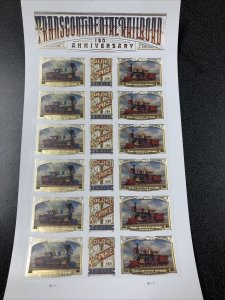 5378-5380 TRANSCONTINENTAL RAILROAD Pane of 18 US Forever Stamps MNH 2019