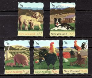 Scarce : 2005 New Zealand Sc #1991-95 - Farm Animals - MNH set Cv$7.85