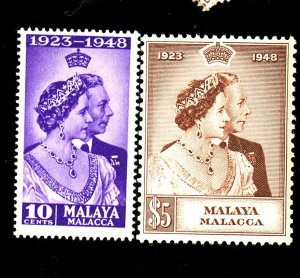 MALAYA MALACCA #1-2 MINT VF OG NH Cat $36