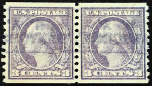 U.S. Used Stamp Scott #494 3c Washington Pair, Superb. Boxed Cancel. A Gem!