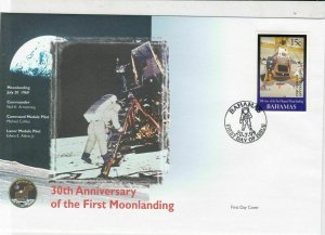 bahamas 30th anniversary moon landing stamps cover 1999 ref 19476