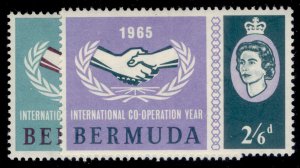 BERMUDA QEII SG187-188, 1965 Intl co-operation year set, NH MINT.