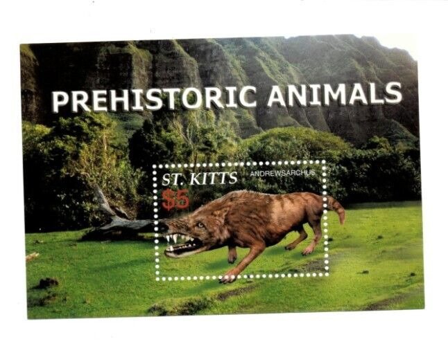 Saint Kitts 2005 - Prehistoric Animals - Souvenir Stamp Sheet - Scott #616 - MNH
