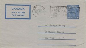 Canada 1940s 10c KGVI Air Letter Montreal to USA (Webb 4b)