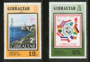 Gibraltar 1973 Flags of EEC Economic Community Lighthouse Sc 294-95 MNH # 4223