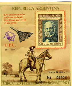 Argentina 1990 CONCORDE ROWLAND HILL s/s Imperforated  Mint (NH)