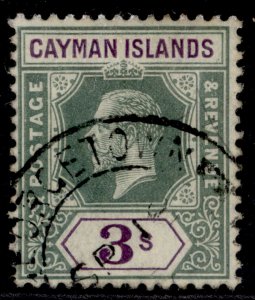 CAYMAN ISLANDS GV SG50, 3s green & violet, FINE USED. Cat £80. CDS