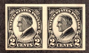 OAS-CNY 3192 SCOTT 611 $0.02 HARDING IMPERF PAIR $15 1923 FREE COMBINED SHIPPING