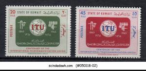 KUWAIT - 1965 CENTENARY OF THE INTERNATIONAL TELECOMMUNICATION UNION ITU 2V MNH