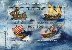 Medieval Ships Stamp Navire Normand Sandwich Ship S/S MNH #2858-2861
