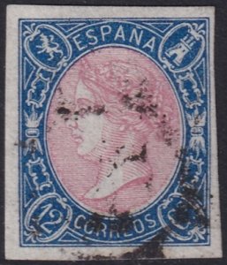 Spain 1865 Sc 69 used cartwheel cancel