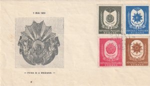 Romania 1951 COVER 1 MAY LABOUR DAY MEDALS FIRST DAY POST MARKING