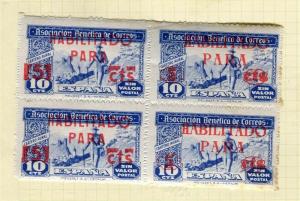 SPAIN; 1930s early HABILITADO PARA surcharged issue fine Mint Block